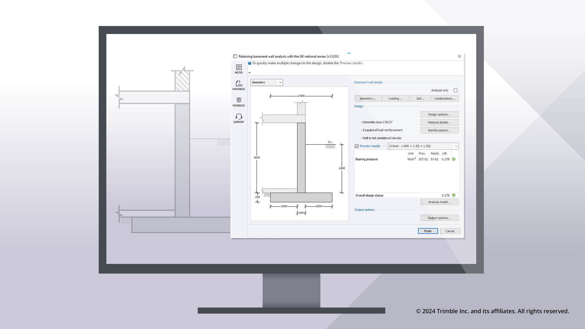 Tekla Tedds 2024 offers new retaining basement wall analysis & design
